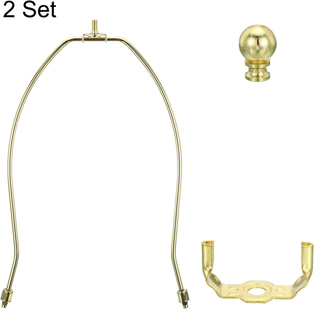 11 Inch Lamp Harp Kit with Finial, 2-Set Detachable Shade Bracket Holder, Gold Tone - photo 4