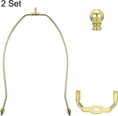 11 Inch Lamp Harp Kit with Finial, 2-Set Detachable Shade Bracket Holder, Gold Tone - photo 4