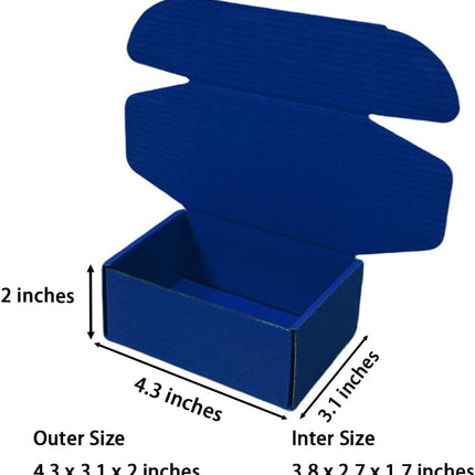 50 Pcs 4.3 x 3.1 x 2 inches Corrugated Cardboard Gift Boxes Recyclable Shipping Boxes for Packing Jewelry Ornament Gift Craft Packaging Supplier (Industrial Blue)