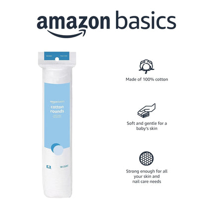 Amazon Basics Hypoallergenic 100% Cotton Rounds for Makeup Remover and Skincare, All Skin Types, 600 Count, 6 Packs of 100 Count