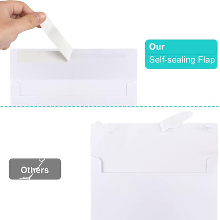 50 Packs 5x7 Envelopes, White A7 5x7 Envelopes for Invitations, Printable, Self Seal for Weddings, Photos, Postcards, Greeting Cards, Mailing