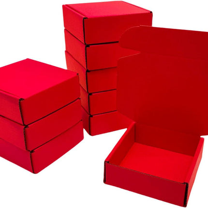 50 Pcs 4.7 x 4.7 x 1.6 Inches Mini Size Corrugated Cardboard Gift Boxes Recyclable Shipping Boxes for Packing Jewelry Ornament Gift Craft Packaging Supplier (Red)