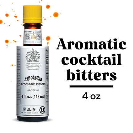 ANGOSTURA Aromatic Bitters, Cocktail Bitters for Professional and Home Mixologists, 100% Vegan, Kosher Certified, Sodium and Gluten Free, 4 FL OZ