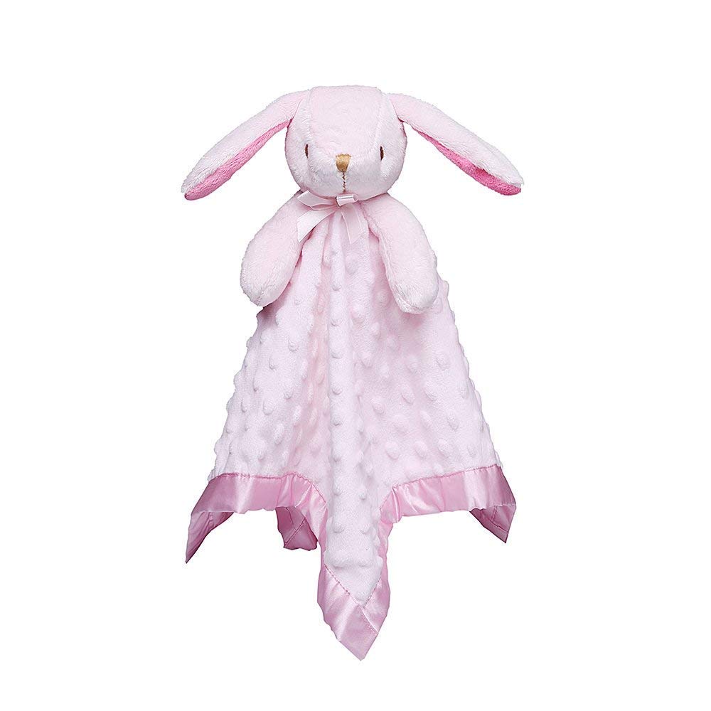 Loveys for Babies Bunny Security Blanket Baby Girl Gifts Newborn Soft Pink Lovie for Infant and Toddler Snuggle Toy