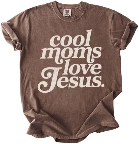 Cool Moms Love Jesus T-Shirt, Distressed Faith Graphic Tee