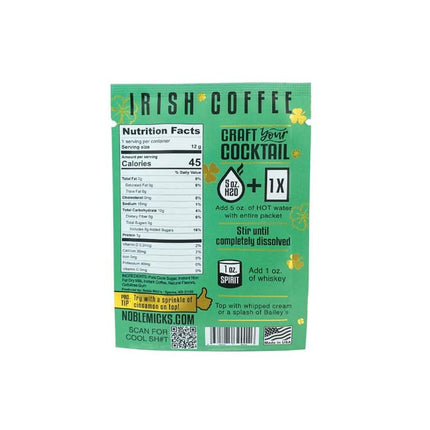 Noble Mick's Drink Mix, Bundle of 6 Packets, Low Calorie, Made in USA, Single Serve Craft Cocktails (Irish Coffee)
