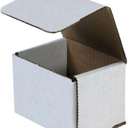 Secure Seal Shipping Boxes - 4x3x3" Mailers - White Foldable Corrugated Cardboard Packaging for Mailing, Moving, Storage, and Organizing - Strong Lightweight Foldable (Bulk 50 Pack)