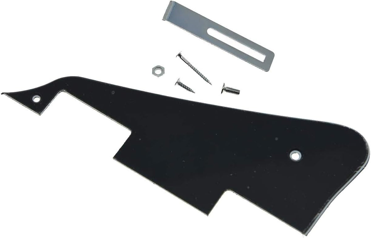 Black 3-Ply LP-Style Guitar Pickguard with Chrome Bracket