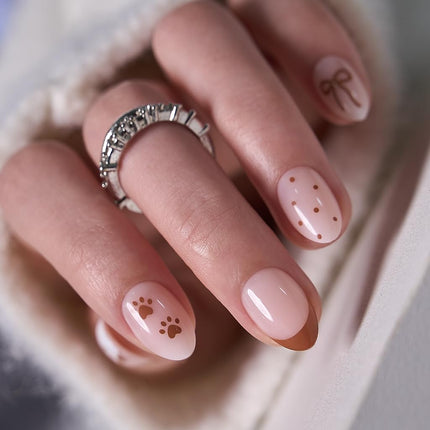Extra Short Almond Press On Nails, Blush Veil Nude Pink, Soft Gel