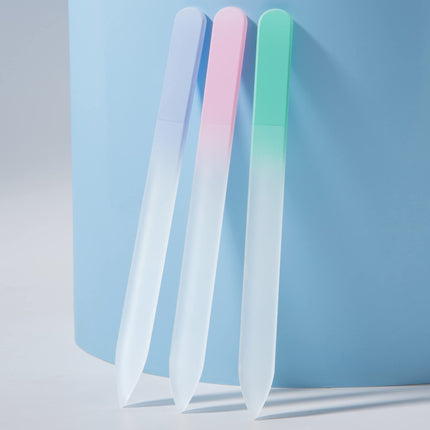 Set de 3 limas de uñas de vidrio con estuche para uñas naturales