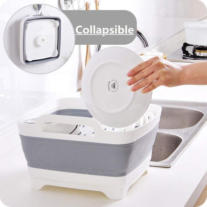 Collapsible Dish Basin with Drain Plug, 2.4 Gal(9L) Space Saving Multiuse Foldable Sink for Baby - photo 5