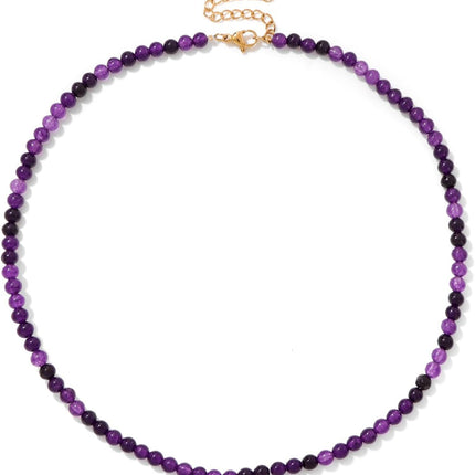 Crystal Necklaces for Women 4mm Handmade Natural Stone Choker Beaded Necklace Healing Crystal Necklace Gemstone Necklace Crystal Bead Necklace for Women