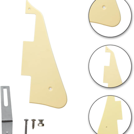 Electric Guitar Pickguard for Les Paul Modern Style with Chrome Bracket, Cream 1Ply