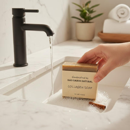 K&D Collagen Soap with Licorice - Natural Exfoliating Skincare Soap - Handcrafted 4.0 oz
