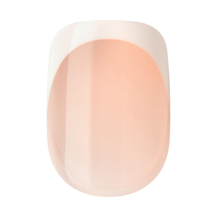 Kiss No Glue Mani Press On Nails, Model, Classic French Manicure Kit, 30 Light Neutral + White Tip, Short Squoval, With IMPROVED Adhesive, Includes Prep Pad, Manicure Stick & Mini File