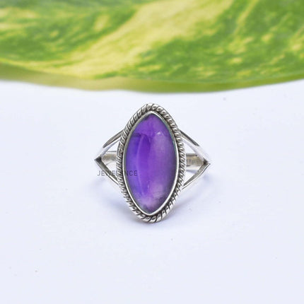 925 Sterling Silver Ring For Womens Gemstone Ring Sterling Silver Boho Ring December Birthstone Bezel Set Gemstone Split Shank Ring