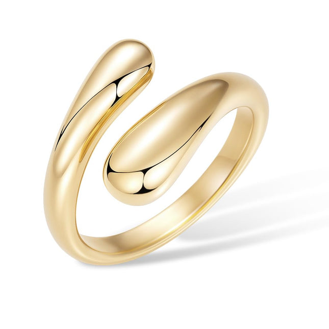 Non Tarnish Gold Chunky Rings for Women, 14K Gold Plated Statement Dome Rings Stacking Silver, Adjustable Mens Eternity Wedding Band Mixed Metal Jewelry Size 3-15 Half Size