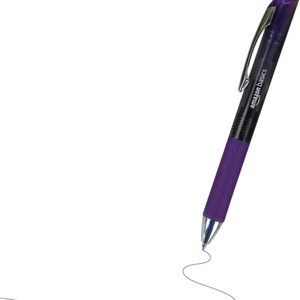 Amazon Basics Retractable Gel Pens, Fine Point 0.7mm, Smooth Writing, Assorted Colors, 12-Pack