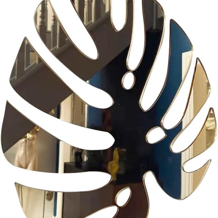 Custom Mirror Leaf, Personalized Mirrored Leaves Acrylic Mirror Leaf Wall Decor Mirrored Gold Leaf Wall Decoration DIY Home Wall Pediments (Six Pack, Style 1)