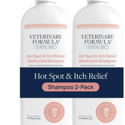 Veterinary Formula Clinical Care Hot Spot & Itch Relief Medicated Shampoo for Dogs and Cats 16 Fl Oz – Helps Alleviate Sensitive Skin, Scratching, and Licking of Coat (2 Pack)