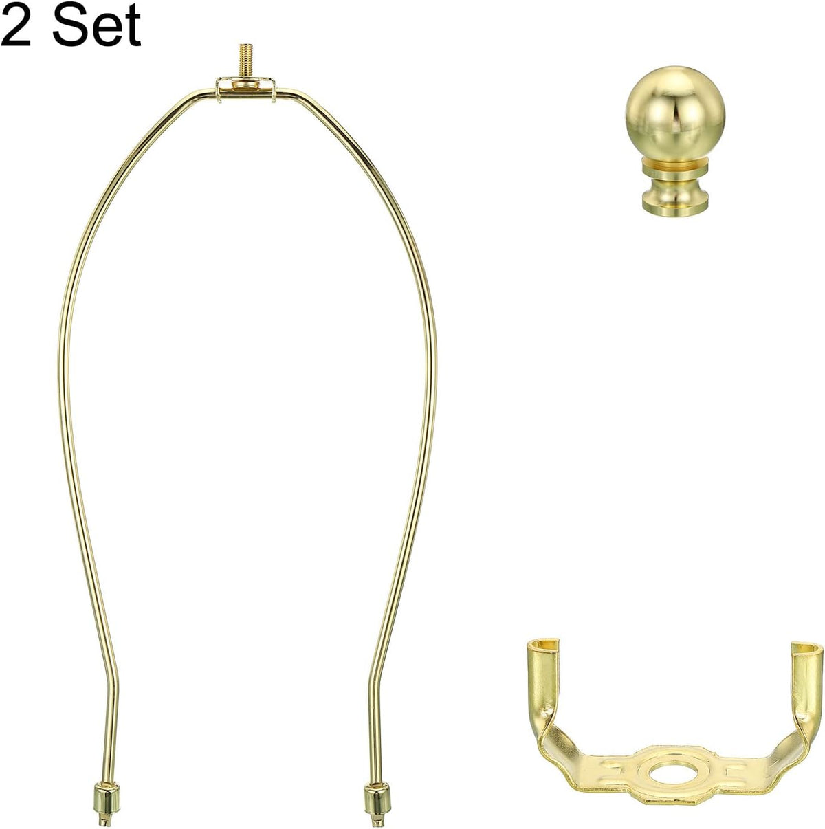 12 Inch Gold Tone Lamp Harp Kit with Finial, 2 Set - photo 4