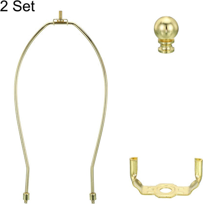 12 Inch Gold Tone Lamp Harp Kit with Finial, 2 Set - photo 4