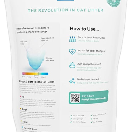 PrettyLitter Health Monitoring Cat Litter (Calm Aloe, Non Clumping) | Lightweight & Low Tracking, Color Changing Silica Gel Crystals, Advanced Odor Control — 6 Lbs, Pack of 1 (Up to 1 Month Supply)