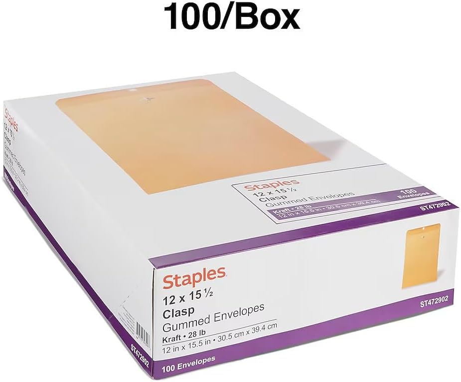 12 x 15.5 Clasp & Moistenable Glue Kraft Catalog Envelopes, Brown, Heavy‑Duty Mailing Envelopes for - photo 4