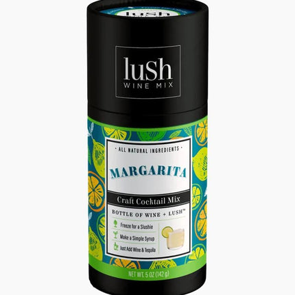 Lush Wine Mix Organic Cocktail Mixers, Drink Mix for 11 Servings of Frozen Wine Slushies, Margaritas, Simple Syrup Cocktails - Margarita - 1 Pack