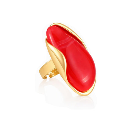 Chunky Statement Oval Ring for Women Boho Big Resin Rings