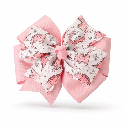 Pink Dinosaurs Pinwheel Hair Bow