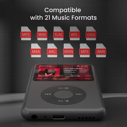 64Gb Mp3 Player with Bluetooth Y1 Portable Music Digital Players Supports Playlist Audiobook Video Nice Gadget for Kids Black