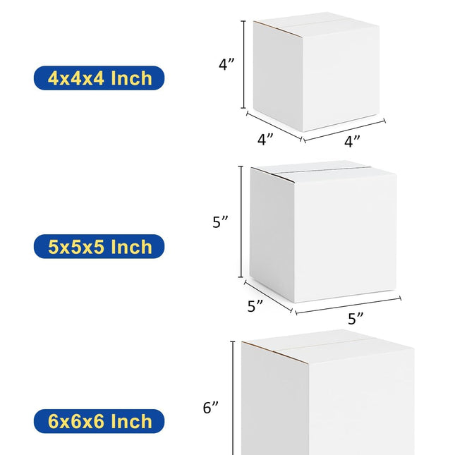 Assorted-Sizes-Shipping-Boxes-15-Pack: 4x4x4 & 5x5x5 & 6x6x6 Small-Shipping-Boxes-Mailers, White - photo 2