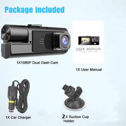 1080P Dual Dash Camera for Car Front and Inside Dashcam Car Security Video Recorder,170°Wide Angle Vehicle Cam,WDR,G-Sensor,Loop Recording,Night Vision (Dual Dash Cam Without Card)