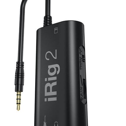 IK Multimedia iRig 2 portable guitar audio interface, lightweight audio adapter for iPhone and iPad with instrument input and headphone/amplfier outs