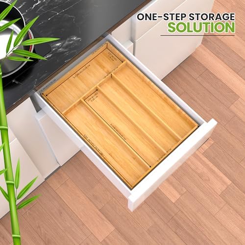 Utopia Kitchen bamboo organizer with utensils inside drawer
