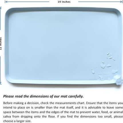 Hoki Found Silicone Pet Food Mats - Non Slip Bowl Placemats for Dogs & Cats - Waterproof, Suitable for Carpet - Frost