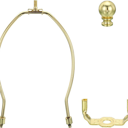 PATIKIL 8 Inch Lamp Harp Kit with Finial, 1 Set Detachable Shade Bracket Holder, DIY Lighting Accessories for Table Floor Lamps, Gold Tone