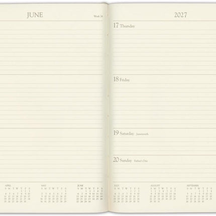 Gallery Leather Desk Weekly Monthly Planner 2027, Elegantly Bound Calendar Planner and Notebook with Stylish Gold-Gilded Page Edges, 12 Months - Caribbean Aqua - 8x5.5"