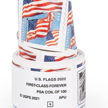 Postage Forver Stamps US Flag First Class Mail roll of 100 (1Rolls)