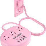 Pink Extension Cord with USB C - 5 FT Kawaii Power Strip