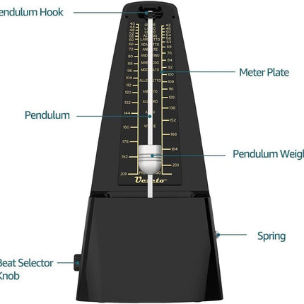 Mechanical Metronome Black/Loud Sound Piano Drum Violin Guitar