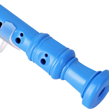 Eastrock Recorder Instrument German Style Soprano Recorder Blue 3 Pieces for Beginners with Cleaning Rod, Fingering Chart, Packing Bag, Thumb Rest