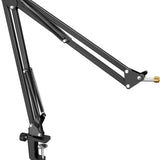 Microphone Arm Stand, Suspension Boom Scissor Mic Stand with Heavy Duty Clamp, 3/8" to 5/8" Adapter, for Voice-over, Gaming, Recording, Studio, Home Office