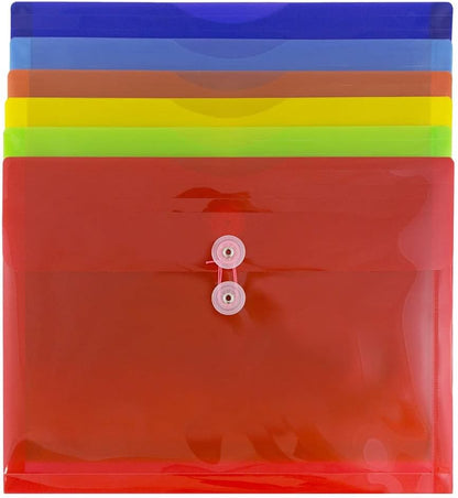 Plastic Filing Envelopes with Button & String Tie Closure, Letter Booklet, 9 3/4 x 13, Assorted Primary - photo 5