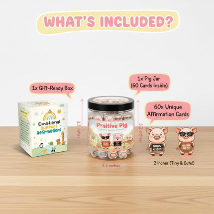 Positive Pig Jar With 60 Daily Affirmation Cards, Gifts For Sister, Daughter Birthday Gift, Pig Present For Pig Lovers Women Girls Men Teens Kids, Christmas Pig Decorations For Home, The Pink Stuff