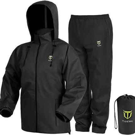 TIDEWE Rain Suit, Waterproof Breathable Lightweight 2 Pieces Rainwear
