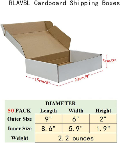 9x6x2 Shipping Boxes Set of 50, White Small Corrugated Cardboard Box, Mailer Box - photo 2