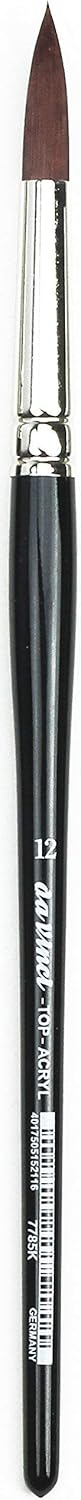 Round Oil and Acrylic Paint Brush, Size 12, Synthetic Bristles, Short Black Handle