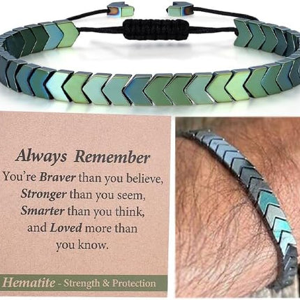 Easter Gifts for Him/Her-Strength/Protection-Natural Hematite Arrow Bracelet-Unisex Style/Adjustable/Handmade Gifts